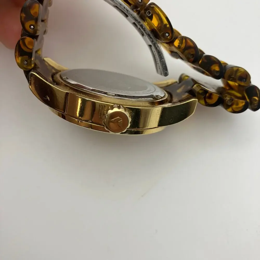 Viceroy Quartz Watch Gold Tone Tortoise Shell Band 30M Water Resistant Date Dial